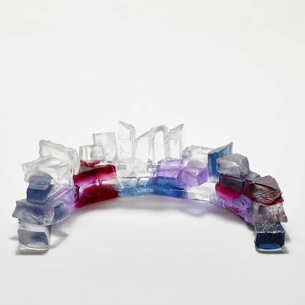 Harbour Curve' Contemporary Kiln-Formed Glass by Deborah Timperley: 'Harbour Curve' Contemporary Kiln-Formed Glass by Deborah Timperley The glamorous contemporary kiln-formed glass sculpture, titled "Harbour Curve," features a captivating gemstone-lik