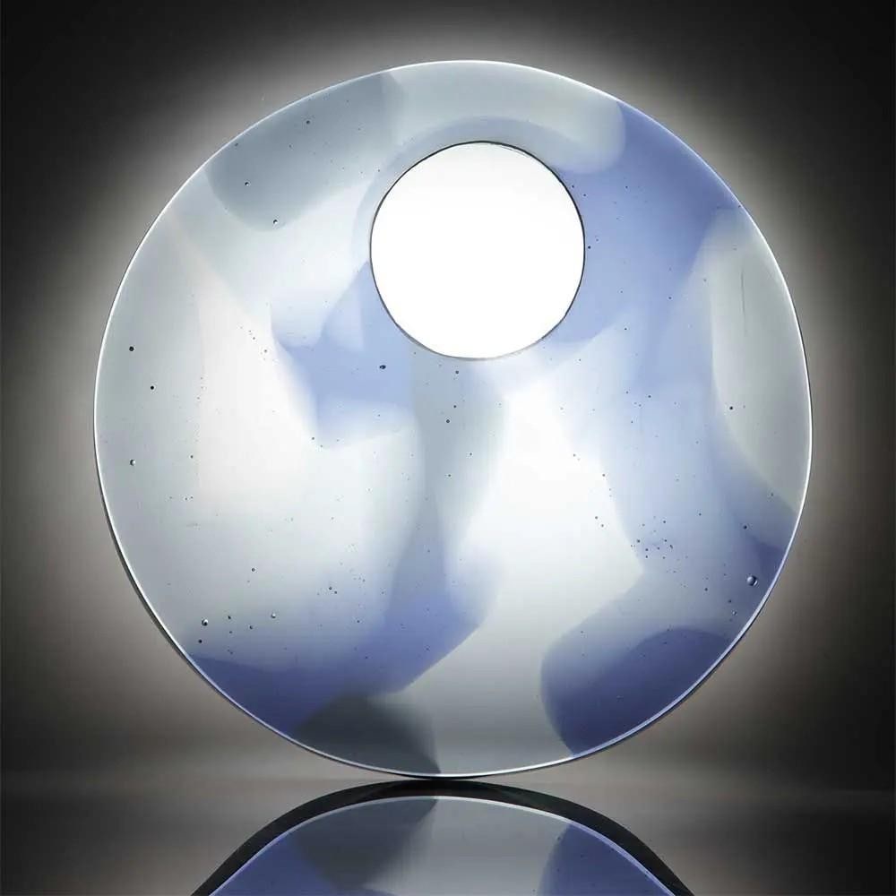 Lunar' Moon Art Glass by Sandra Balmer: 'Lunar' Moon Art Glass by Sandra Balmer The Lunar Moon Art Glass by Sandra Balmer is an elegant sculpture capturing the ethereal beauty of moonlight. Its soft, translucent hues and organic fo