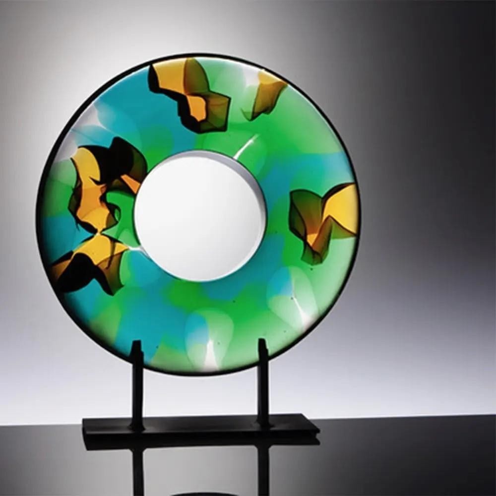 ‘Autumn Ribbons’ Glass Sculpture by Sandra Balmer: ‘Autumn Ribbons’ Glass Sculpture by Sandra Balmer ‘Autumn Ribbons’ is a striking sculpture by the talented Sandra Balmer, inspired by the amber-colored pools of water on the peat mosses of Shr