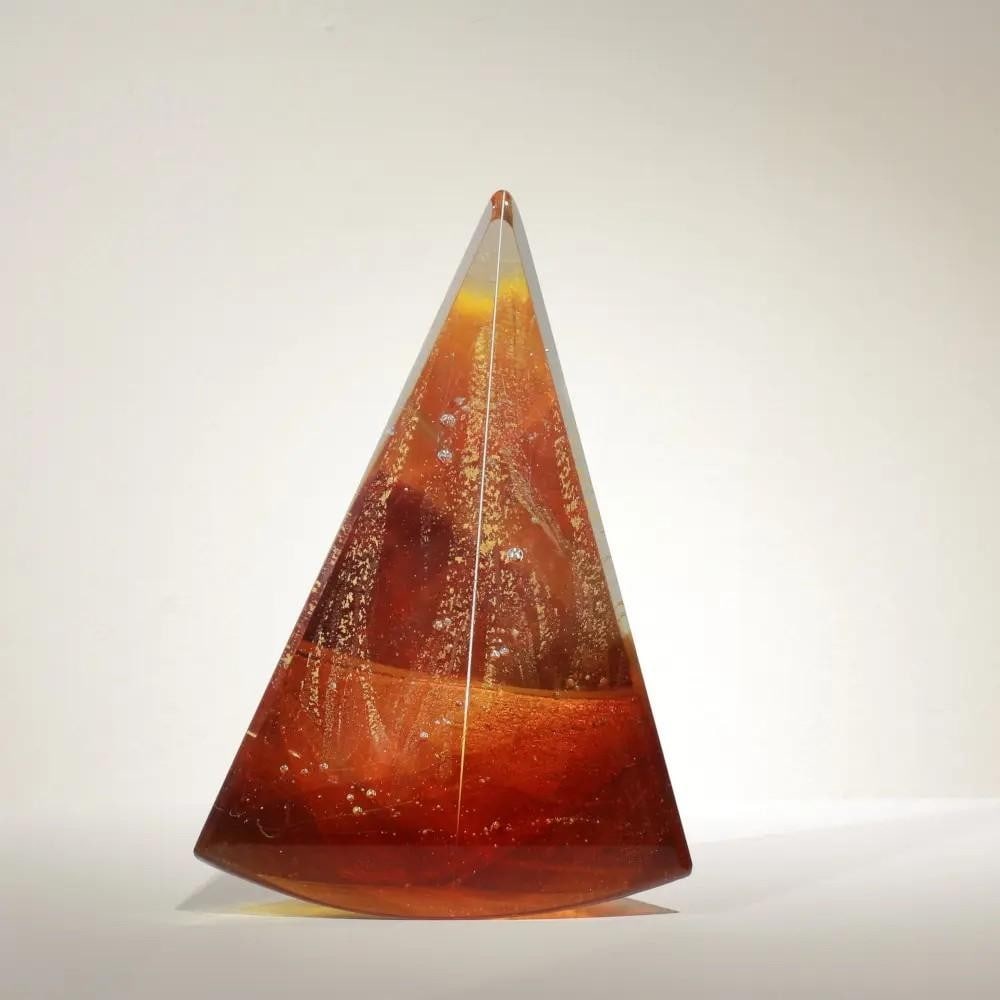 Amber Orange Cast Glass Sculpture 'Métronome' by Antoine Rault (1 of 3)