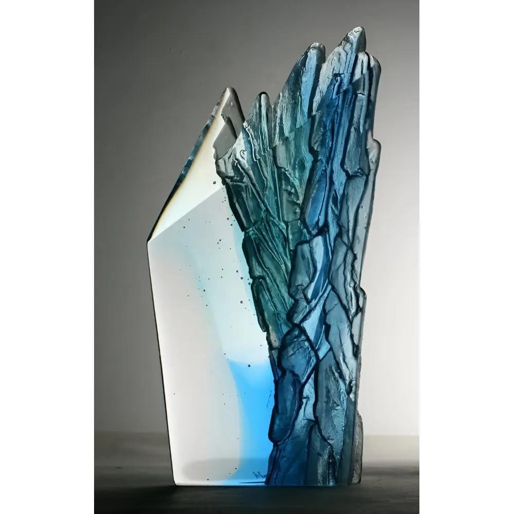 Cliff Glass Sculpture by Crispian Heath: Cliff Glass Sculpture by Crispian Heath The Cliff sculpture by UK glass artist Crispian Health boasts deep, jewel-like qualities, with jagged, textured facets that reflect beautifully under