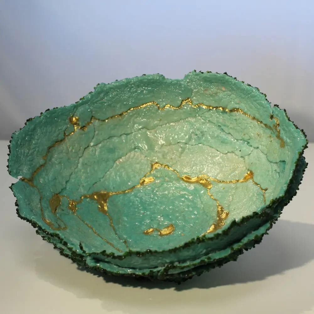 Petals Decorative Green Bowl by Chimene Taylor (1 of 2)