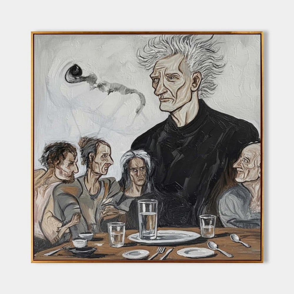 Where Thought Takes Form Canvas Painting: Where Thought Takes Form Canvas Painting In a sky dreamt of cerulean and cloud, a monumental head rises from the earth like a relic of memory. Its reddish-brown contours suggest weathered clay—anci