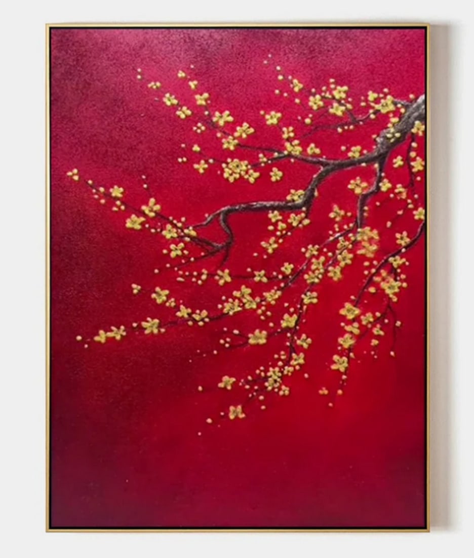 Blossoms on a Crimson Sky Canvas Painting (1 of 3)