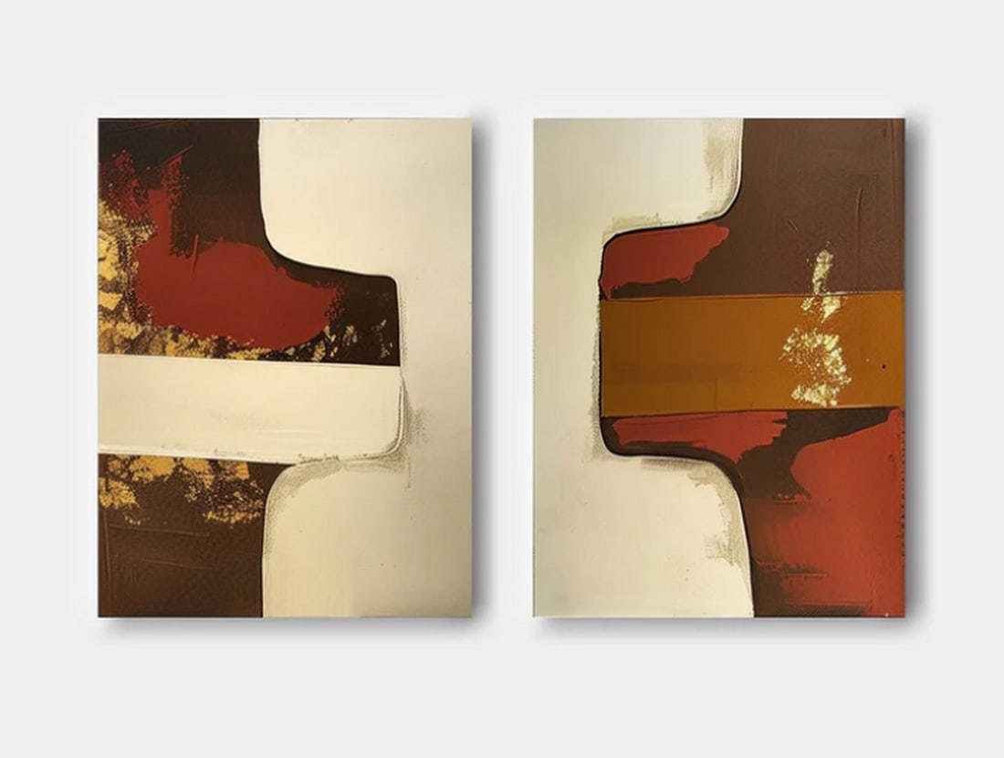 Set of Two "Bold Shapes in Abstract Harmony" Canvas Painting (1 of 3)