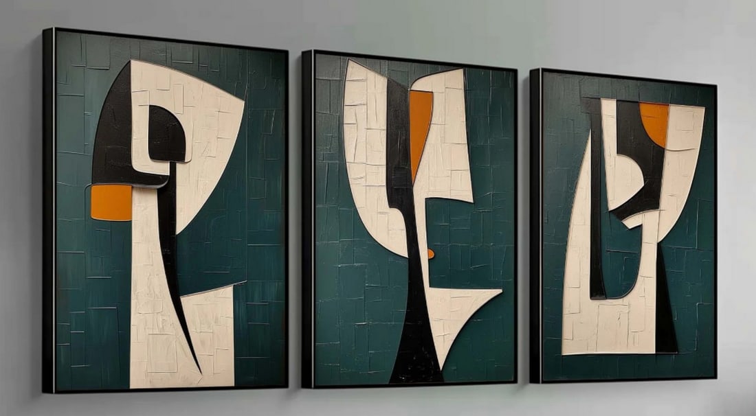 Set of 3 Abstract Plaster Art Paintings (1 of 4)