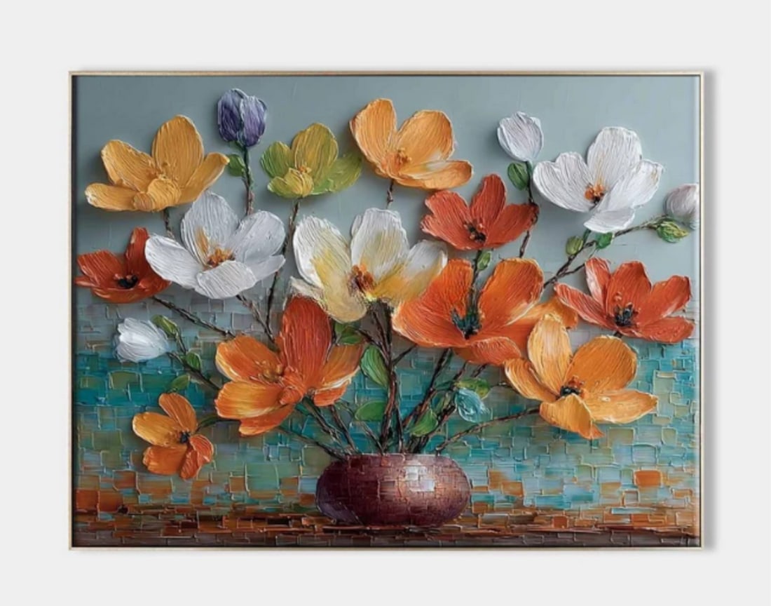 Floral Echoes in Crimson Vase Canvas Painting (1 of 2)