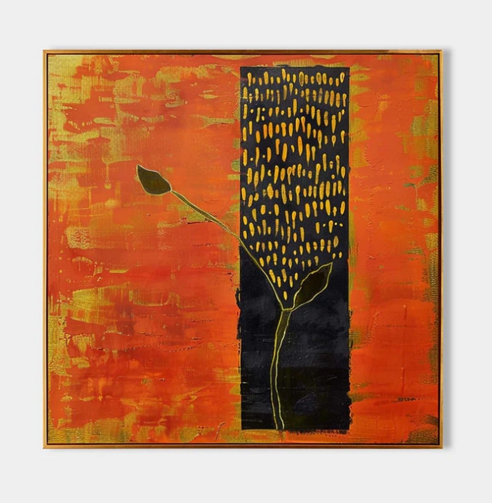 "Golden Hour Reflections" Wasabi-Sabi Inspired Painting: "Golden Hour Reflections" Wasabi-Sabi Inspired Painting This striking painting captures the serene beauty of nature at sunset. A brilliant golden sky melts into deep amber tones, casting warm