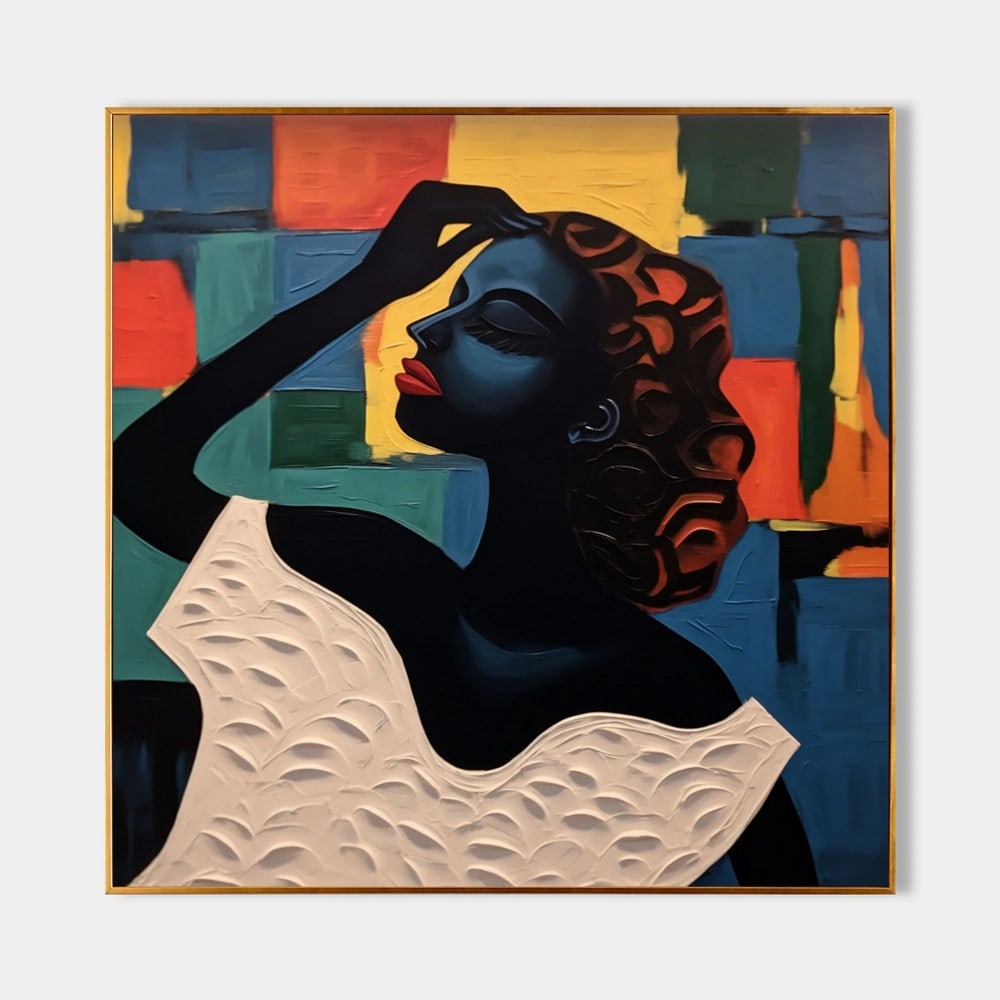 Elegant Lady Colorful Abstract Original Canvas Painting: Elegant Lady Colorful Abstract Original Canvas Painting Celebrate the allure of modern art with this Elegant Lady colorful abstract original canvas painting. Featuring bold strokes and a vibrant