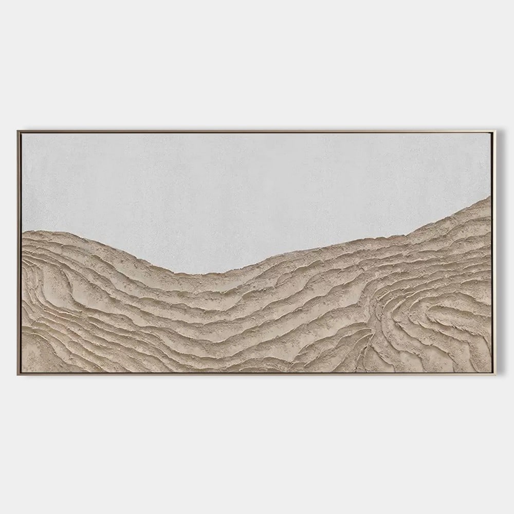 Brown 3D Textured Plaster Art Abstract Canvas Painting (1 of 5)