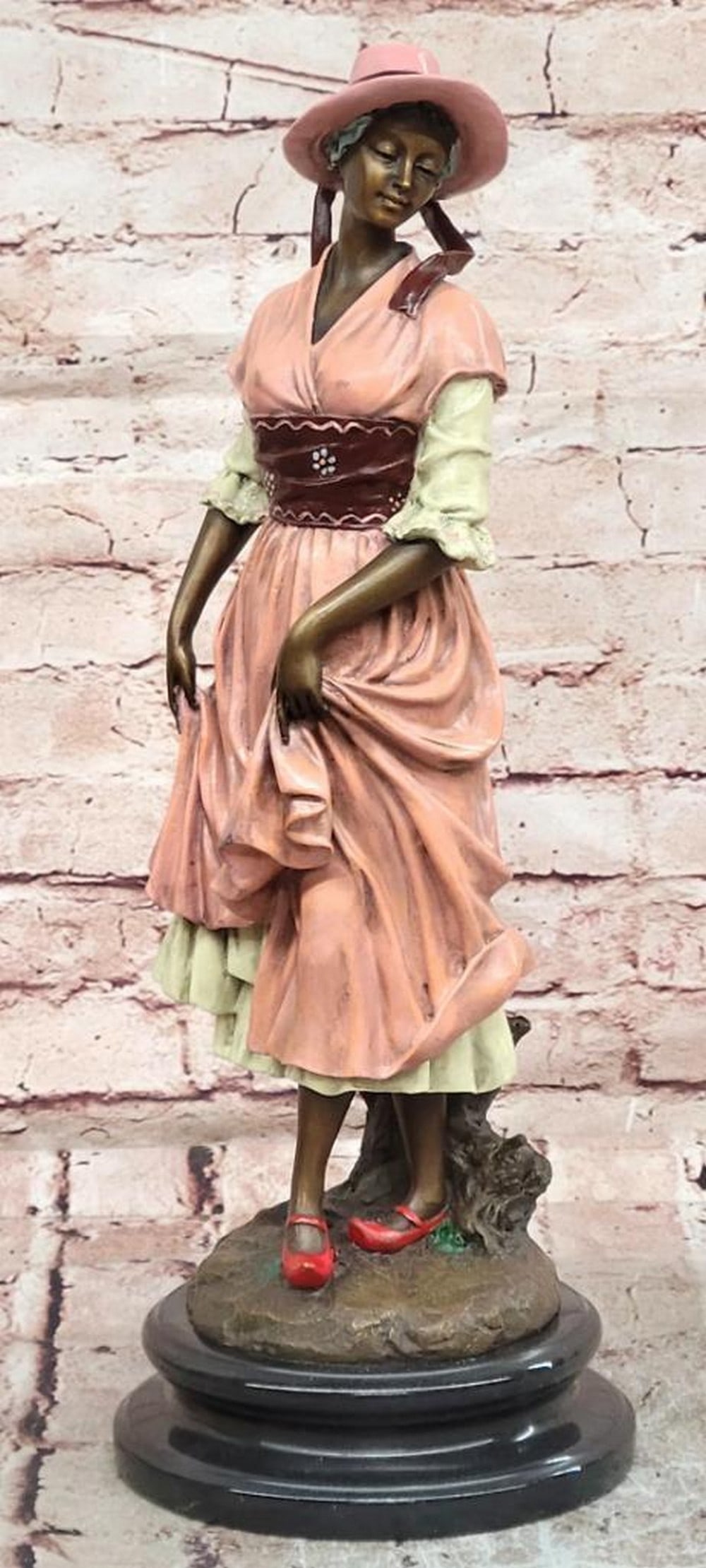 Art Deco Woman with Long Dress Bronze Sculpture by Aldo Vitaleh - 17.5" x 6" (1 of 6)