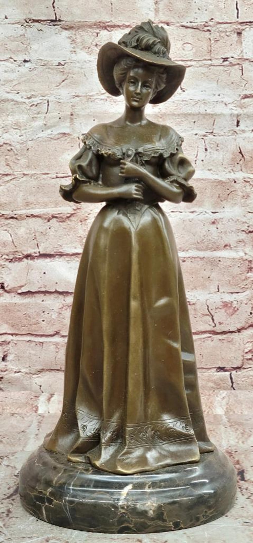 “Victorian Grace?? Signed Bronze Sculpture by Cesaro – 13.5" x 6": “Victorian Grace” Signed Bronze Sculpture by Cesaro – 13.5" x 6" “Victorian Grace” is an elegant original bronze sculpture by Cesaro, portraying a refined Victorian woman ado