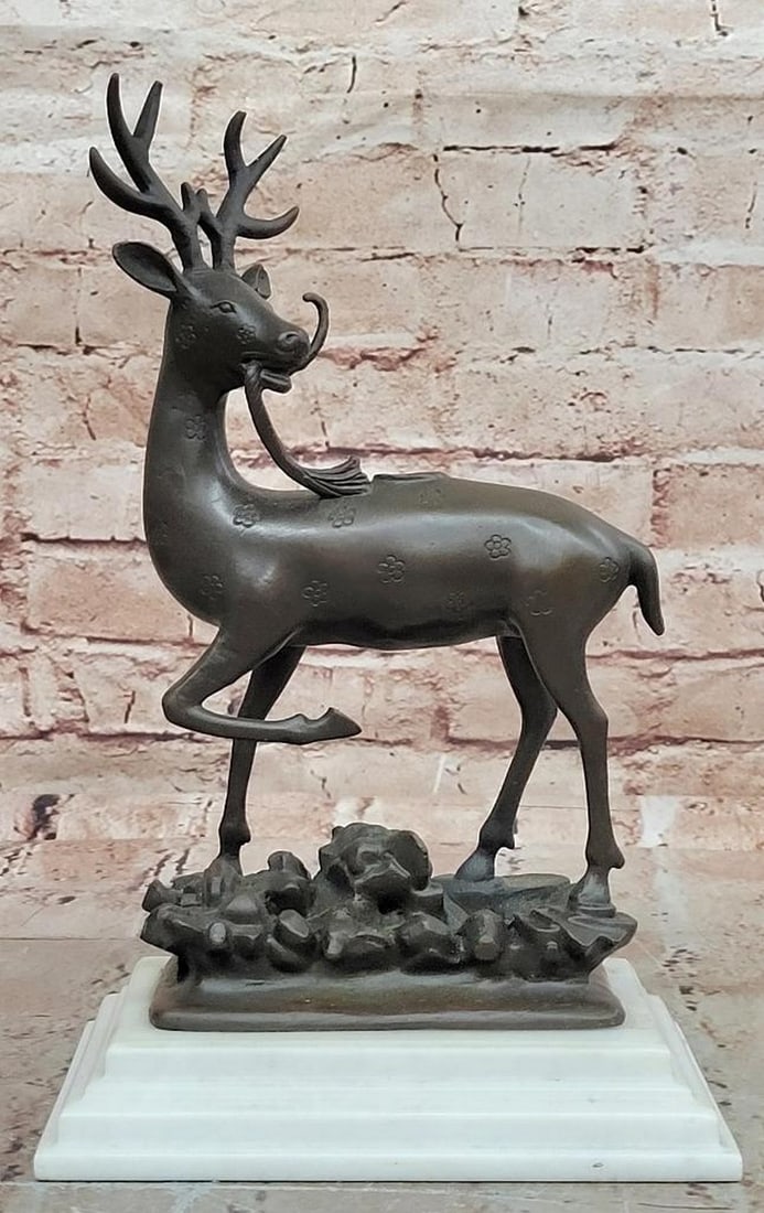 Milo Signed Deer Bronze Sculpture on Marble Base – 11" x 7.5" (1 of 6)
