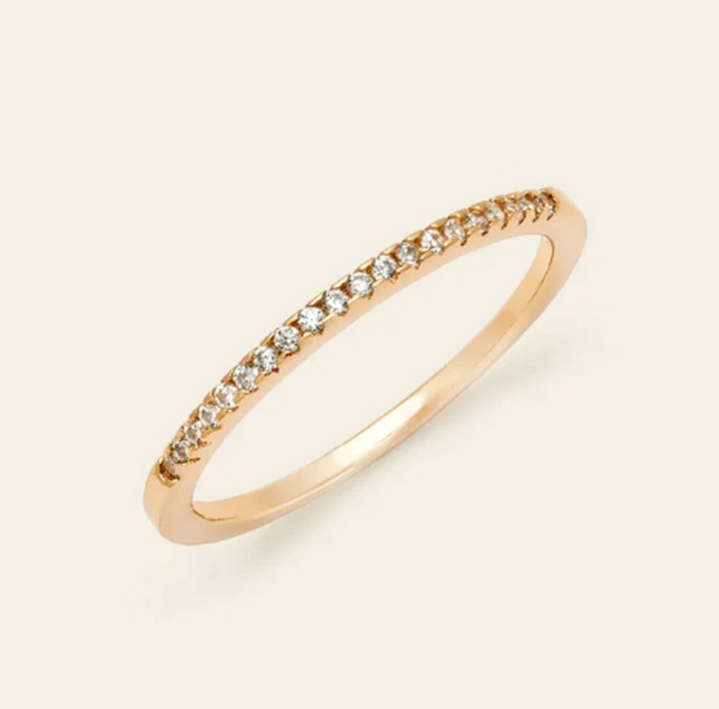14k Vermeil Gold Plated Dainty Ring: 14k Vermeil Gold Plated Dainty Ring This 14k vermeil gold-plated dainty ring adds a touch of understated elegance to any look. Its minimalist design makes it perfect for stacking or wearing solo for a