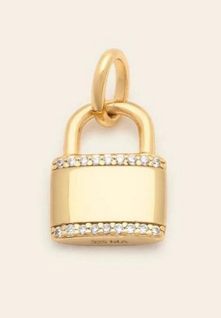 14k Vermeil Gold Plated Women's Lock Pendant: 14k Vermeil Gold Plated Women's Lock Pendant This 14K vermeil gold-plated lock pendant combines sleek design with a touch of symbolism. Its polished finish and elegant shape make it a standout