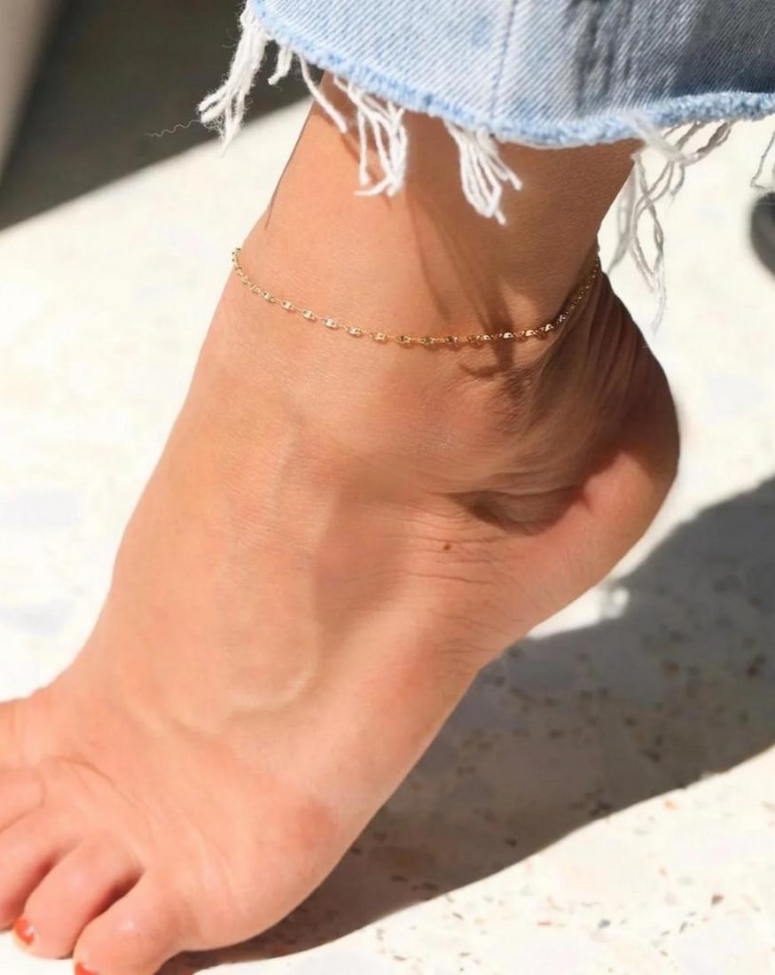 10k Solid Gold Fancy Chain Anklet - 2