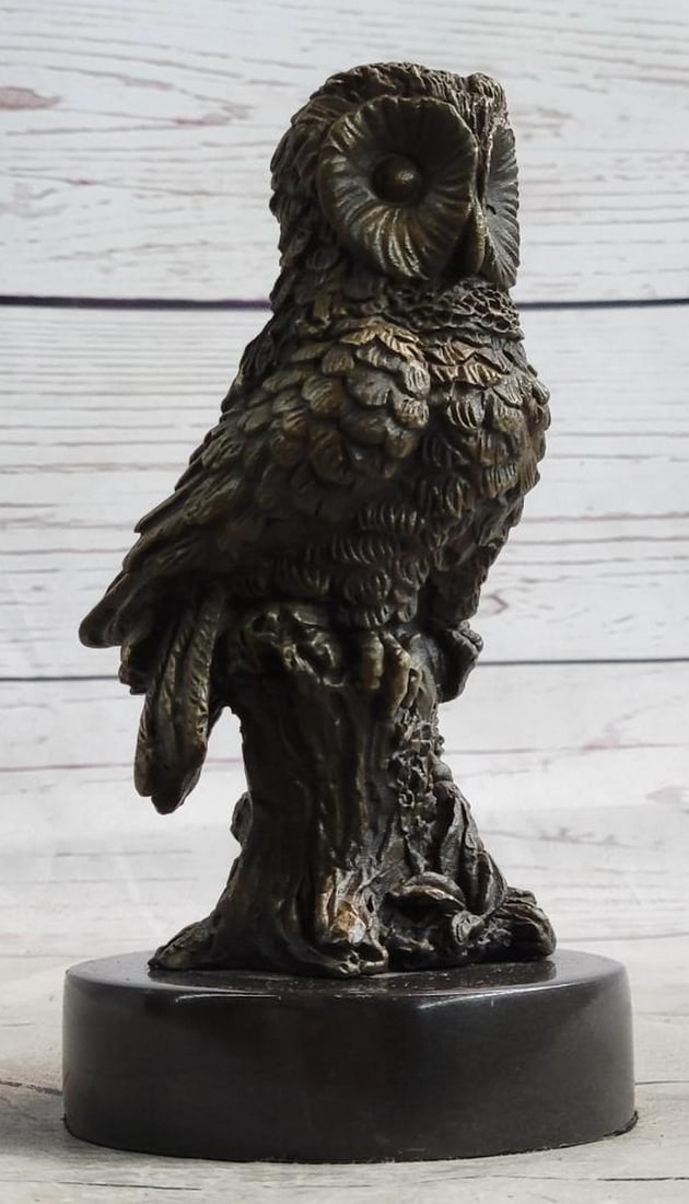 Miniature Owl Bird Bronze Sculpture Bookend - 6" x 3" (1 of 7)