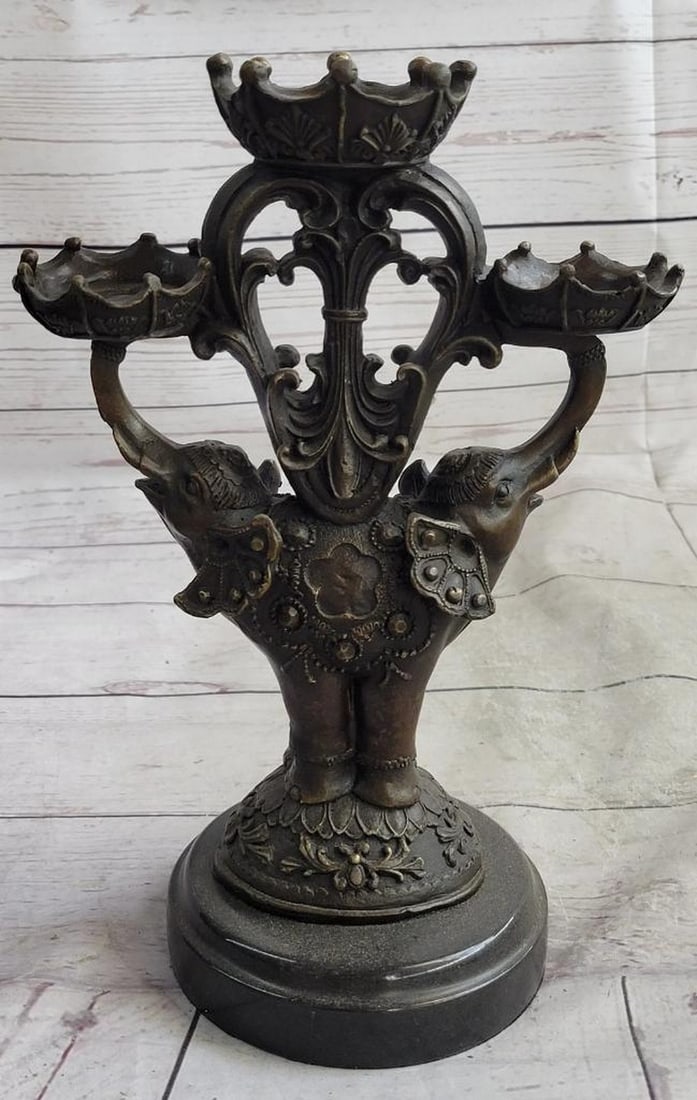 Divine Two-Headed Elephant Candle Original Bronze Sculpture by Milo - 11" x 7" (1 of 8)