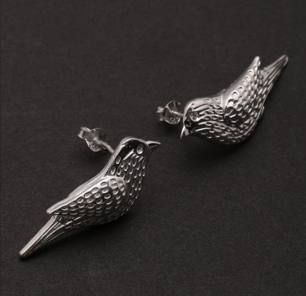 Soaring Silver Bird Studs - 2