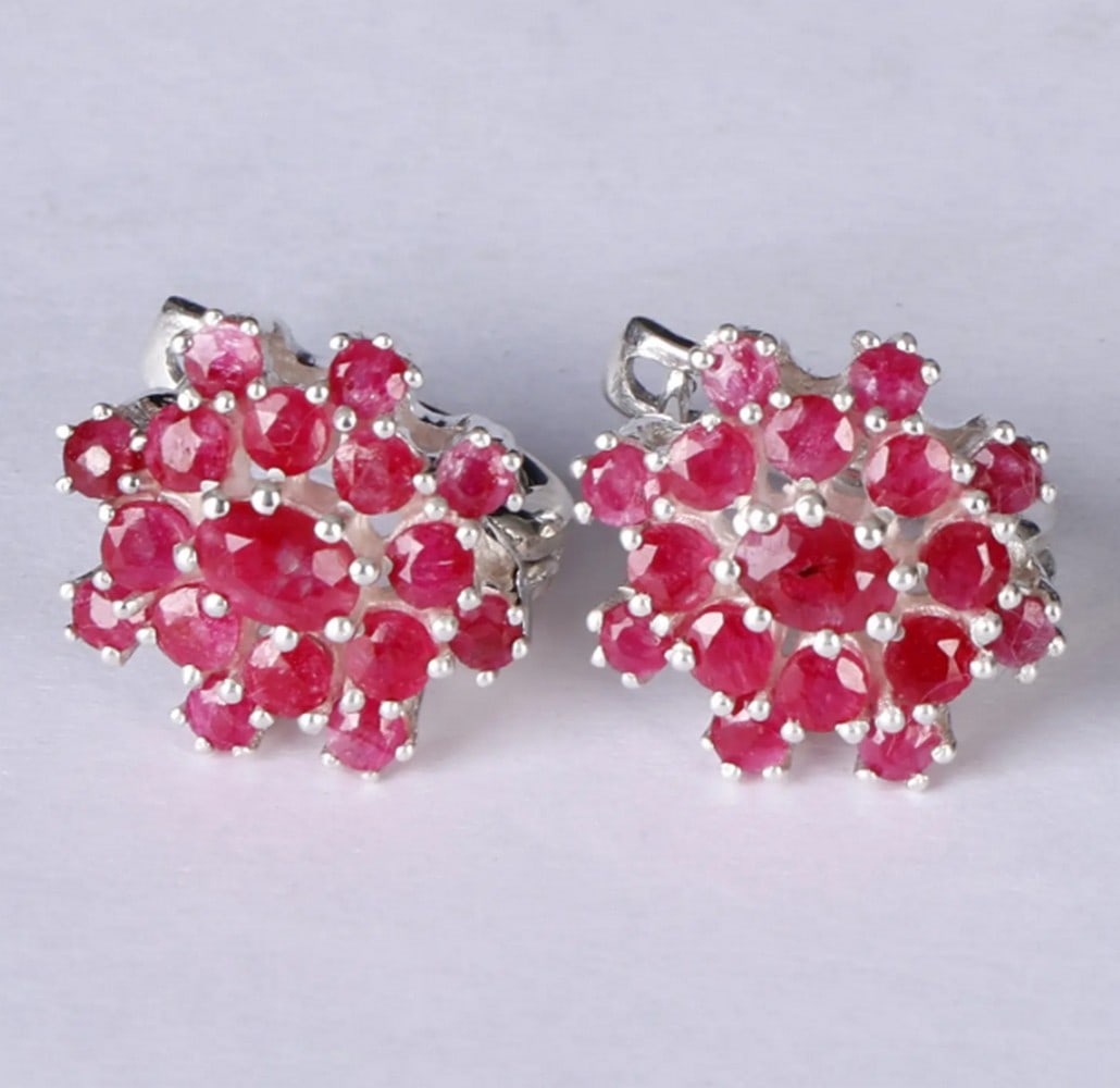 Sterling Silver Ruby Spark Earrings (1 of 2)