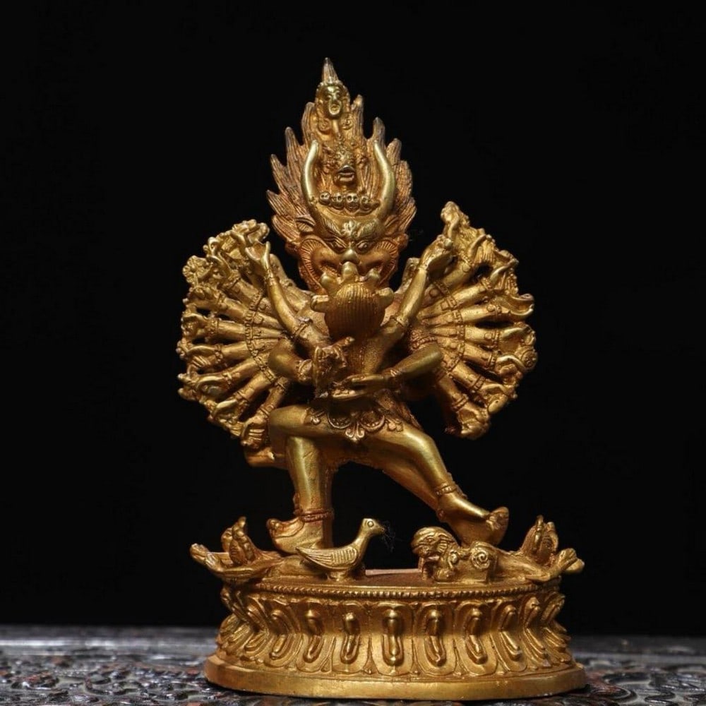 Chinese Antique Mahavairocana Buddha Bronze Statue Ornament (1 of 5)