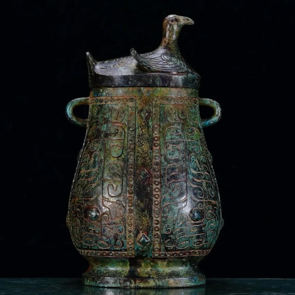 Antique Chinese Bronze Flat Bottle Ornament (1 of 8)