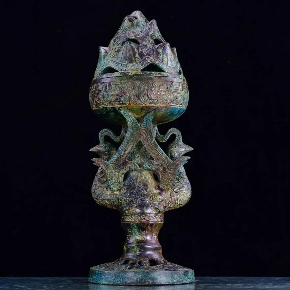 Antique Chinese Birds of Paradise Bronze Incense Burner (1 of 8)