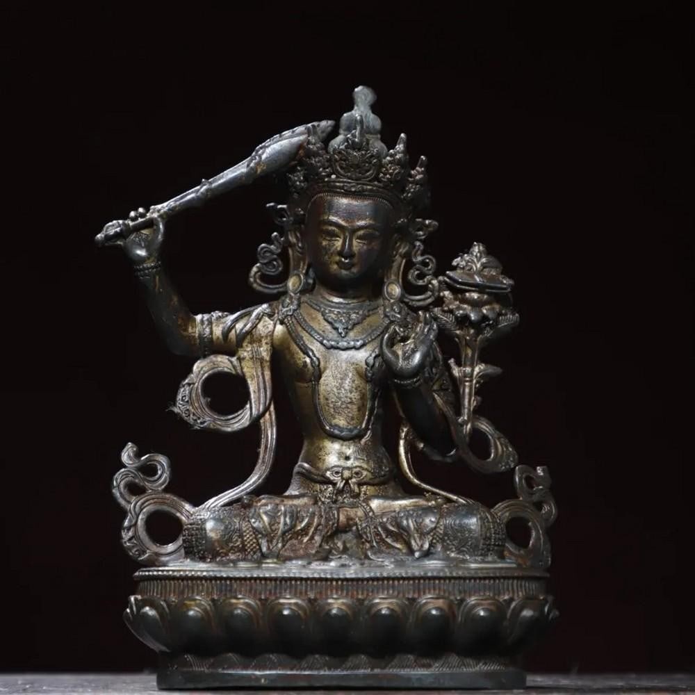 Mud Gold Manjusri Bodhisattva Buddha Statue (1 of 8)