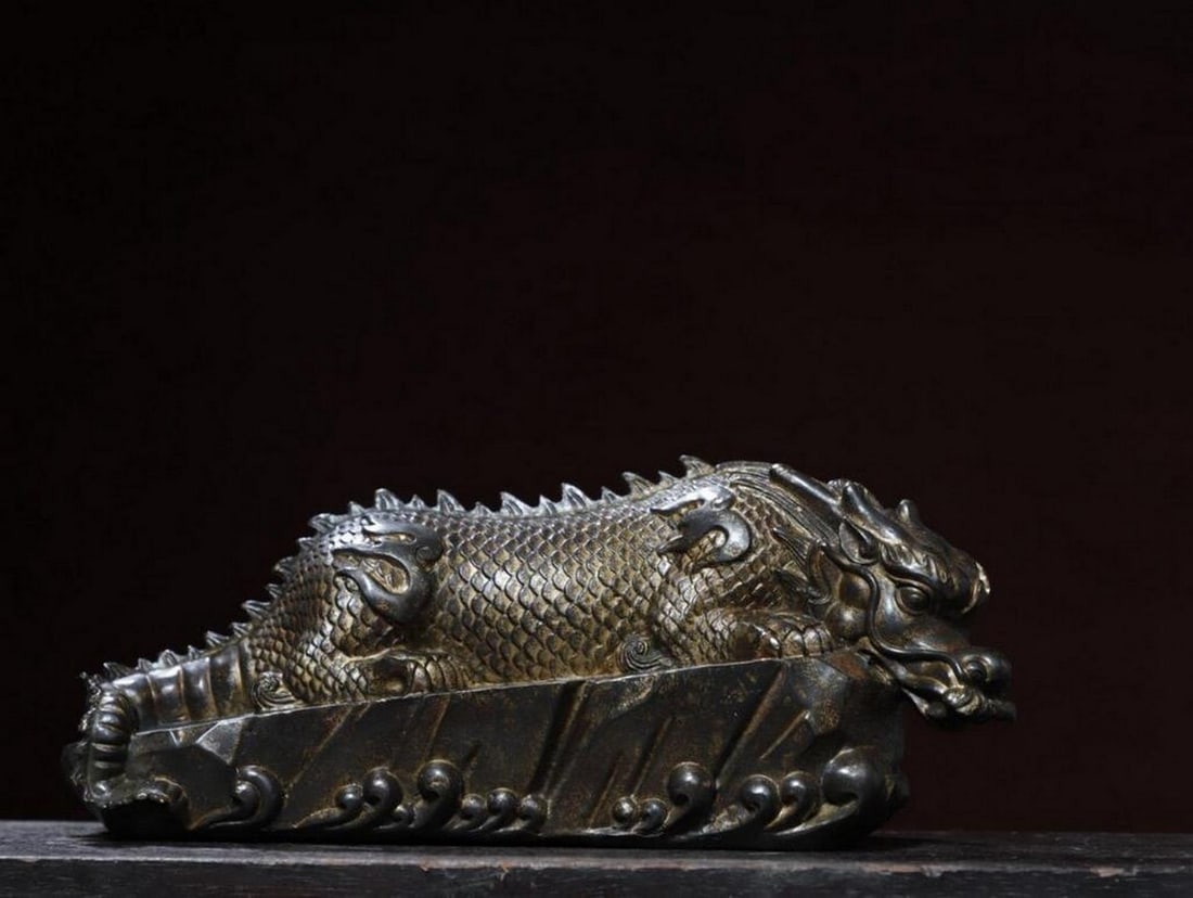 Antique Chinese Copper Mythological Water Serpent (1 of 8)