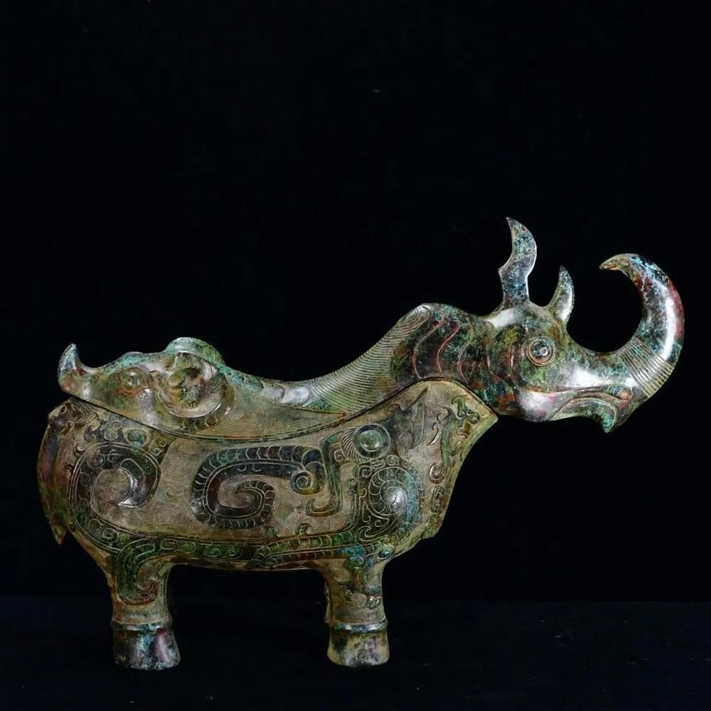 Antique Bronze Ox Goblet Statue (1 of 8)