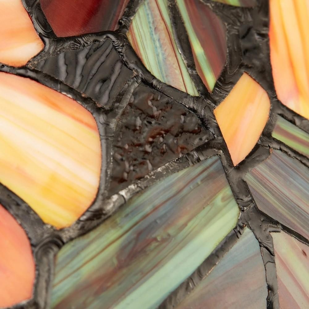 Rustic Maple Leaf Tiffany-Style Table Lamp – Tree Trunk Base - 6