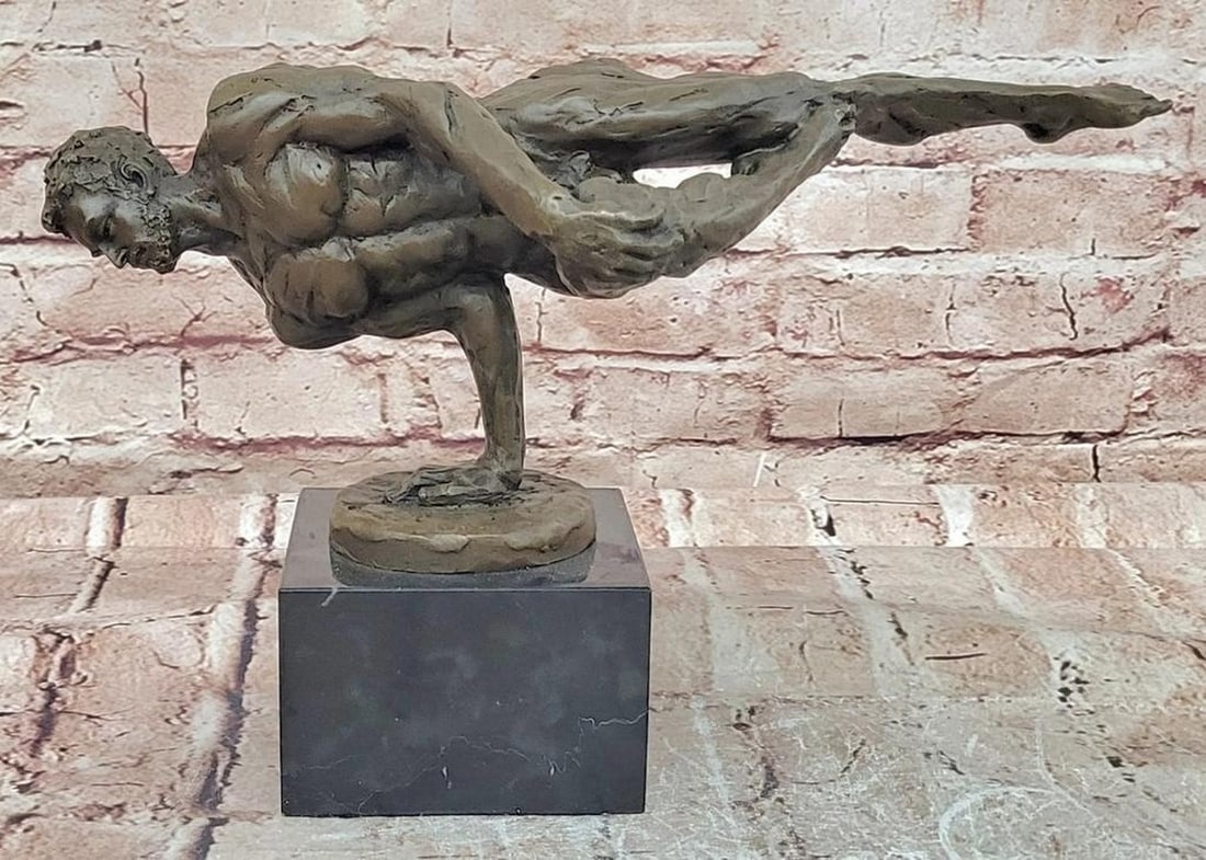 Cesaro Abstract Modern Nude Male Gymnast Bronze Sculpture – 9" x 14.5": Cesaro Abstract Modern Nude Male Gymnast Bronze Sculpture – 9" x 14.5" This original bronze sculpture by Cesaro captures the strength, balance, and discipline of a gymnast performing a one-h