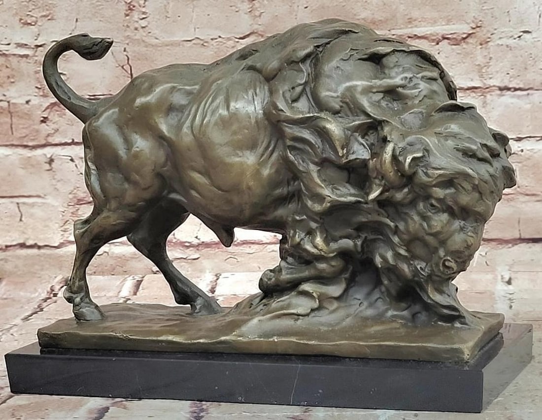 Milo Signed Buffalo Bronze Sculpture on Marble Base – 8.5" x 11" (1 of 6)