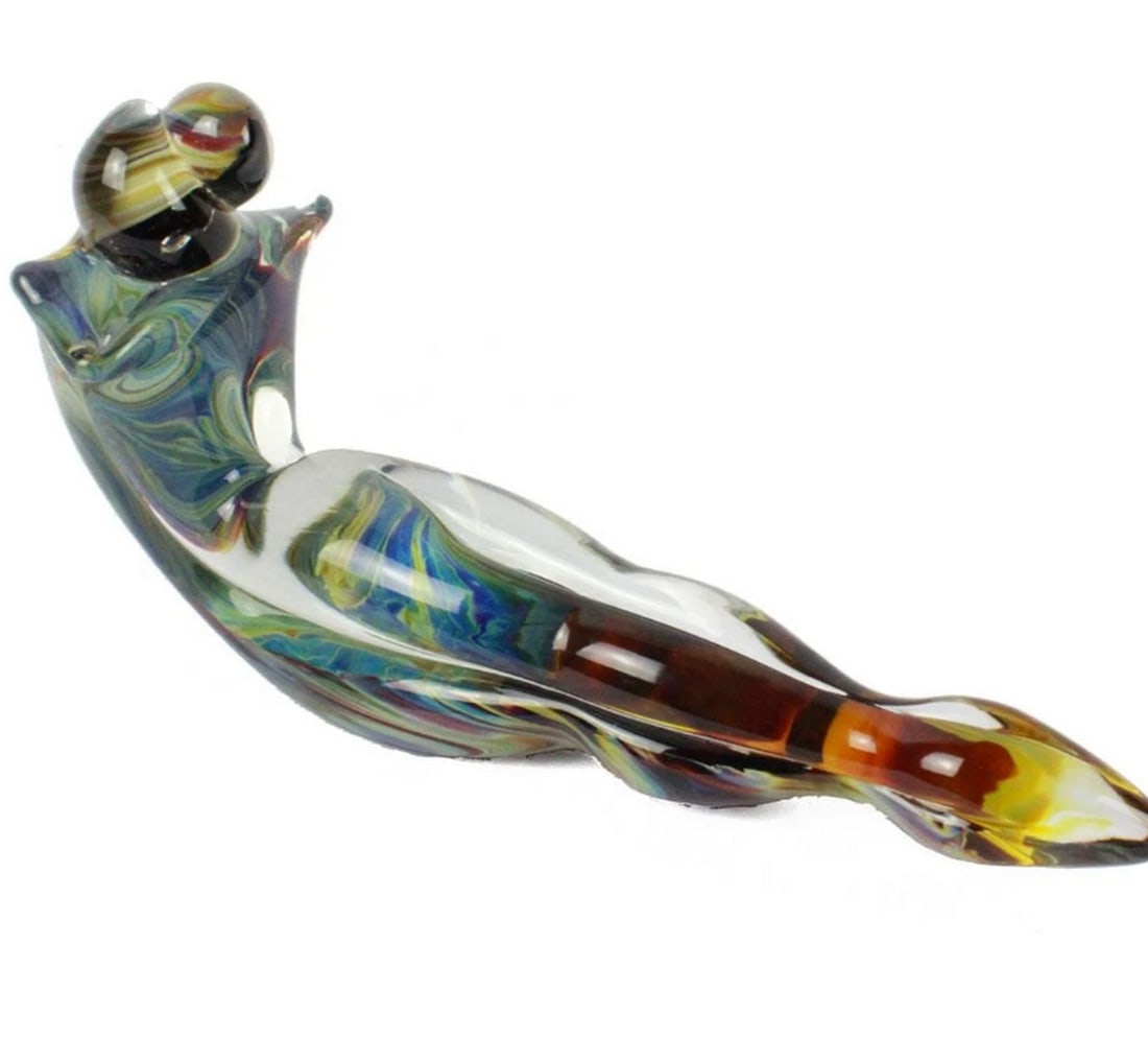 Murano Glass Lovers Fusion Sculpture - Chalcedony Glass (1 of 2)