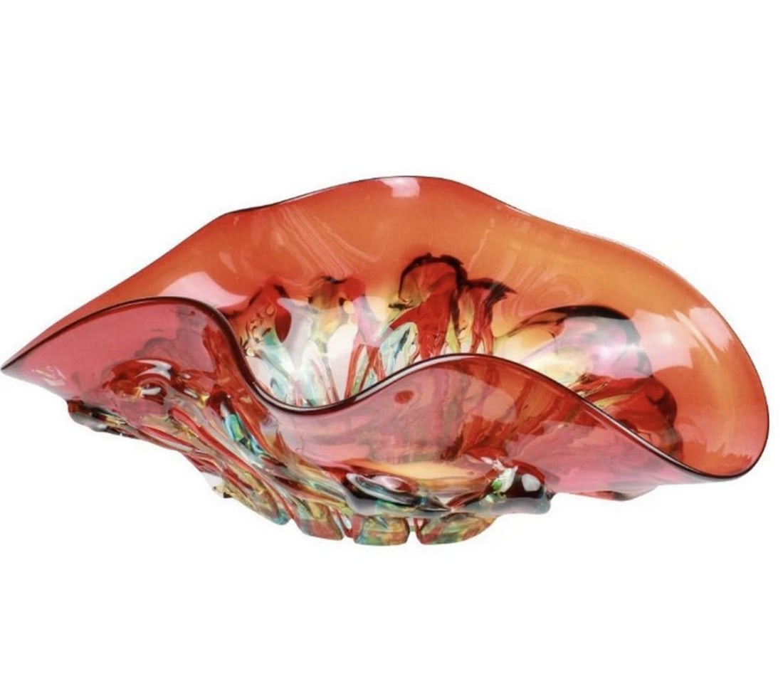 Sombrero Murano Glass Centerpiece Bowl with Red and Green Details (1 of 4)