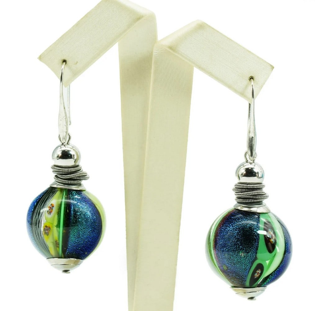 Persia Earrings – Murano Glass Fusion Art: Persia Earrings – Murano Glass Fusion Art These glass earrings are handmade using the lampworking technique with Murano glass. They are ideal for everyday wear, making them a perfect gift for a woma