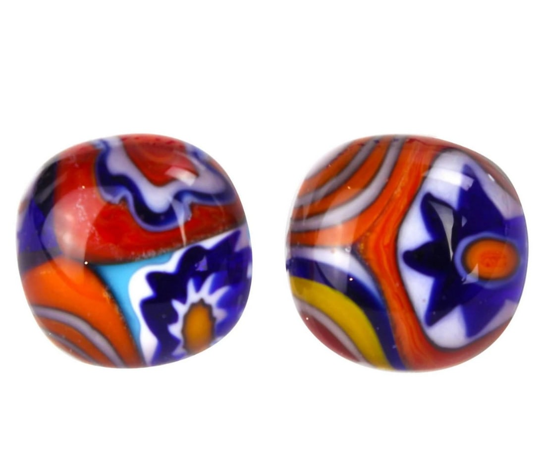 Millefiori Button Earrings – Murano Glass: Millefiori Button Earrings – Murano Glass These glass earrings are crafted using the lampworking technique and handmade from Murano glass. They are perfect for everyday wear, making them an ideal gi