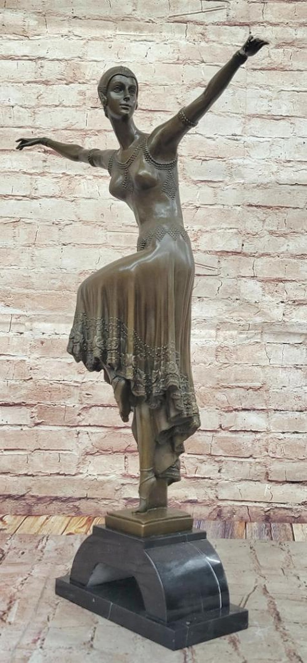 Timeless Elegance" Sculpture by Chiparus - 27" x 19.5: "Timeless Elegance" Sculpture by Chiparus - 27" x 19.5" This exquisite sculpture exemplifies the iconic style of Chiparus, capturing the flow and intricate detail that define his maste