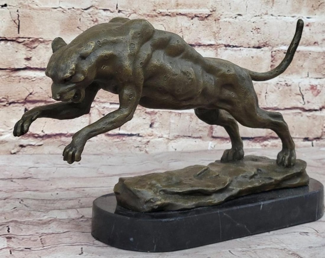Leopard in Pursuit Bronze Sculpture by Bugatti - 10" x 14" (1 of 6)
