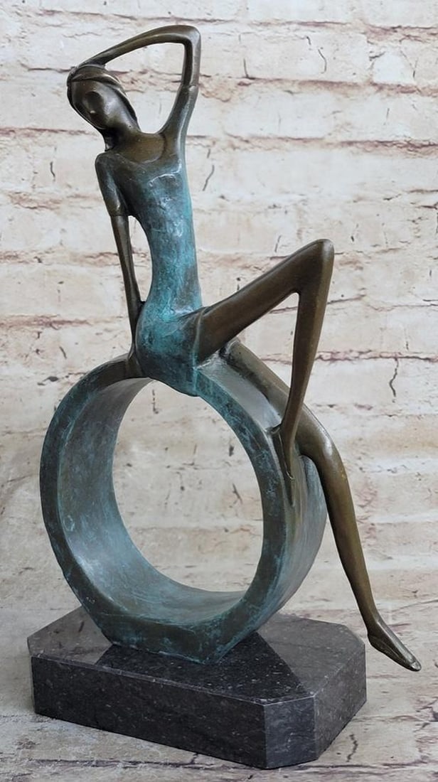 Mystical Abstract Girl Bronze Sculpture: Mystical Abstract Girl Bronze Sculpture This contemporary female bronze figurine is signed by Collet and is characterized by reduced shapes and an appealing contrast. It shows an abstract erotic woma