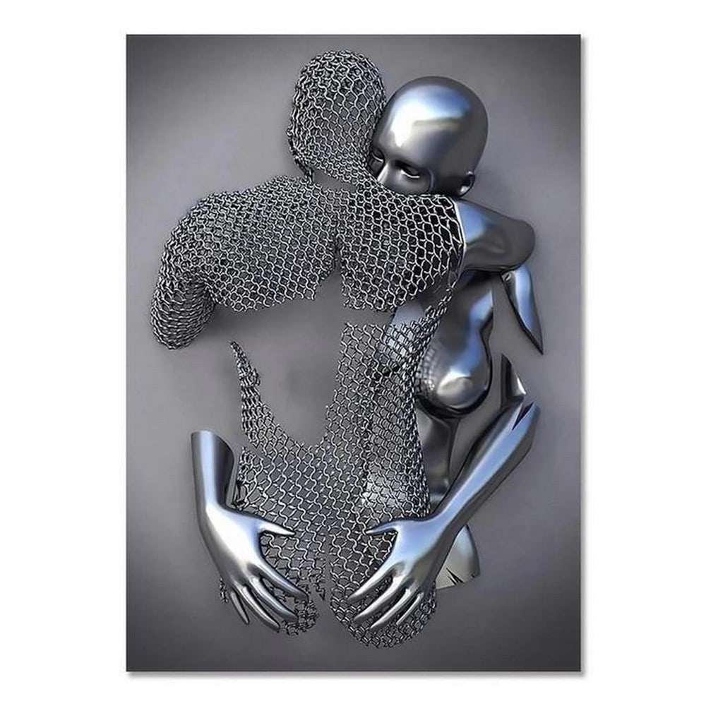 Two Metal Souls Embracing in a Timeless Hug Picture: Two Metal Souls Embracing in a Timeless Hug Picture. This captivating moment transcends the boundaries of material, illustrating how connection can flourish even in the most unyielding forms.