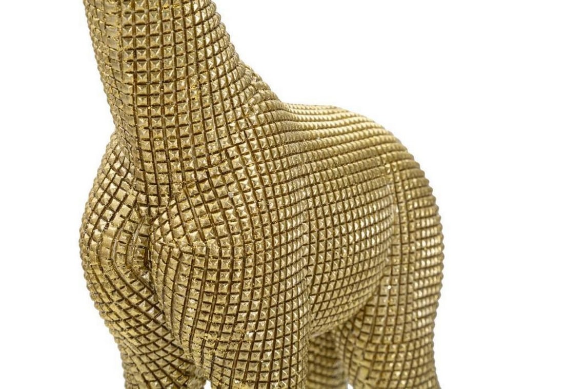 Golden Giraffe Statue with Check Pattern - 4