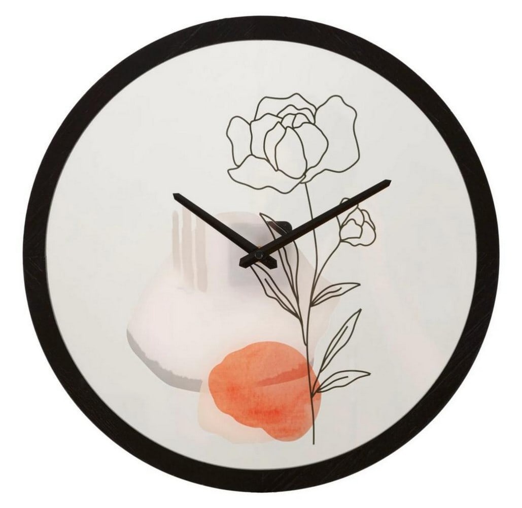 Boho Floral Wall Clock with Metal and Glass Design (1 of 5)
