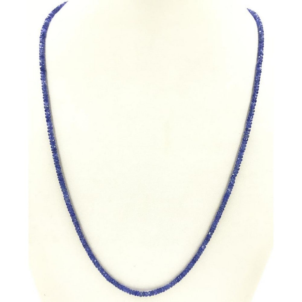 18" Sapphire Faceted Beads String: 18" Sapphire Faceted Beads String Introducing our Sapphire Faceted Beads String, a luxurious necklace that seamlessly combines sophistication and timeless beauty. Each bead, meticulously