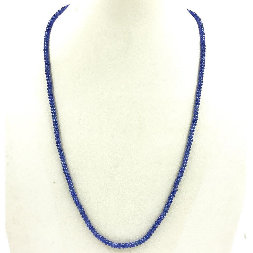 Single Strand Sapphire Plain 3.5mm Bead Necklace: Single Strand Sapphire Plain 3.5mm Bead Necklace Bead Diameter: 3.2mm - 3.7mm Necklace Length: 46cm Weight in Carats: 61 View Photos For Further Details