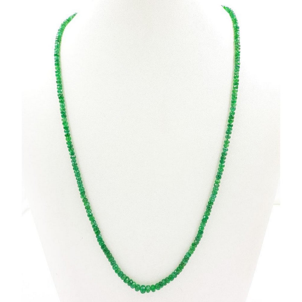 Single Strand Large Faceted Emerald Beads 18.5" Necklace (1 of 1)