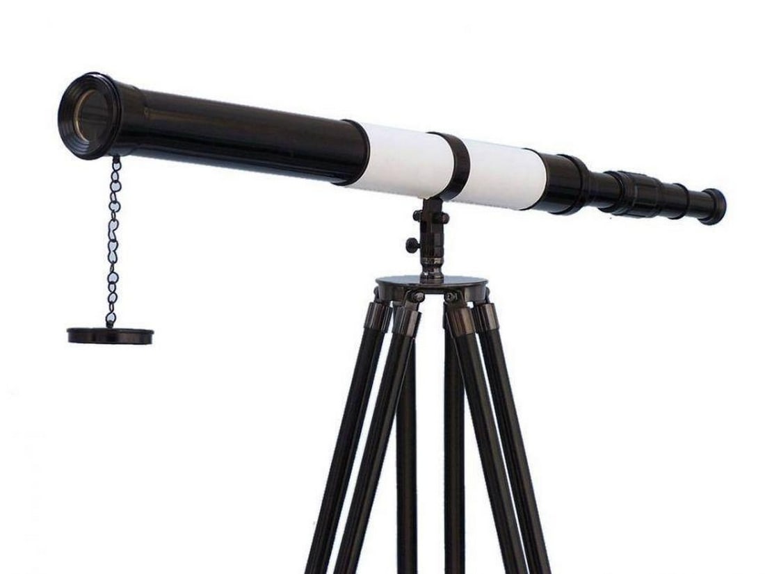 Admirals Floor Standing Oil Rubbed Bronze-White Leather with Black Stand Telescope 60" (1 of 3)