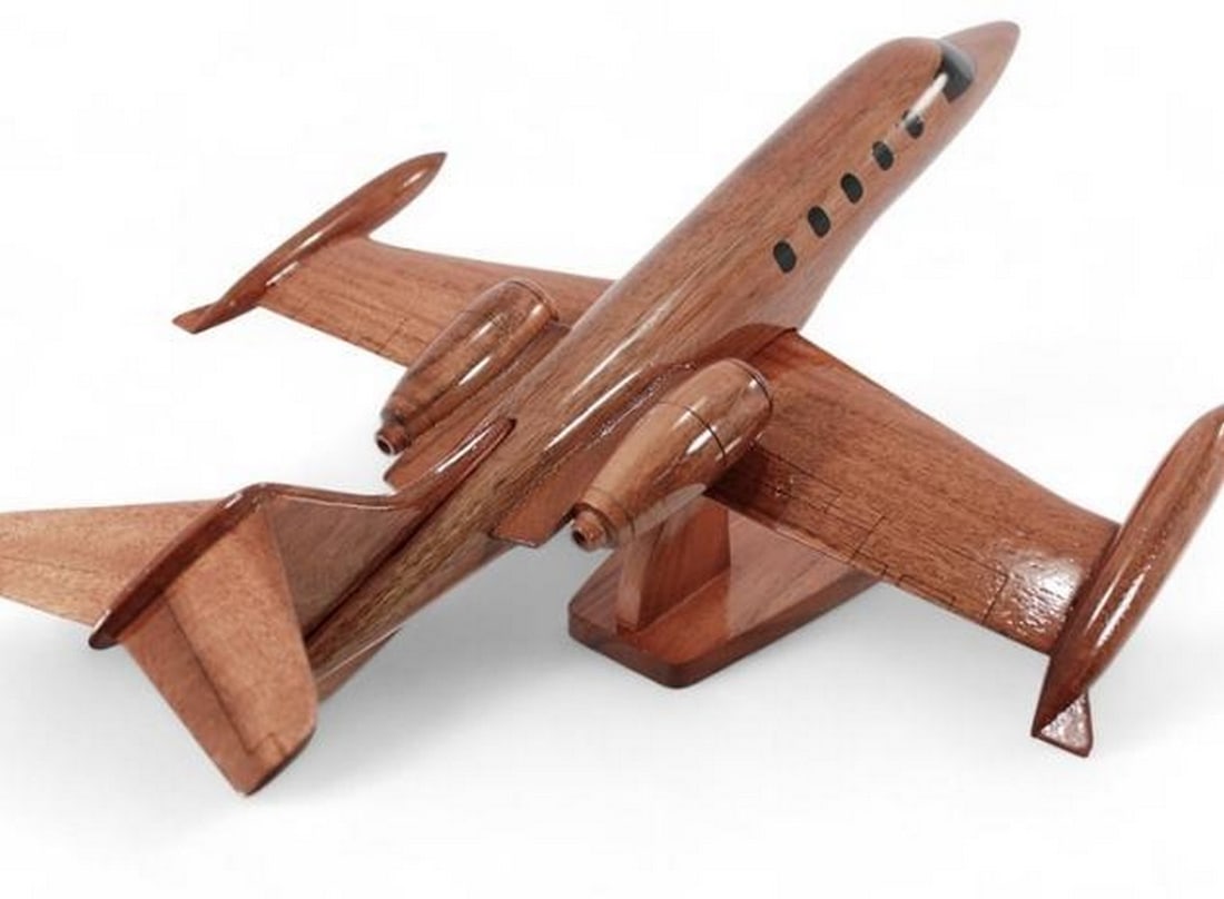 Mahogany Lear Jet 35 Scale Model - 2