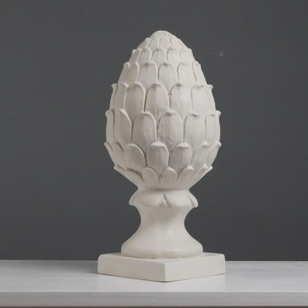 Pair of Large Artichoke Garden Sculptures – Ornamental Finials in Carrara Marble Cast: Pair of Large Artichoke Garden Sculptures – Ornamental Finials in Carrara Marble Cast Elevate your indoor or outdoor space with this elegant pair of large Artichoke garden sculptures, crafted as or