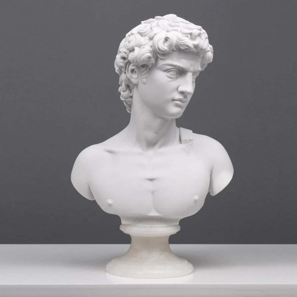 After Michelangelo's "David" Biblical Bust Sculpture - (11lbs) (1 of 5)